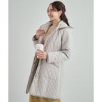 コート アウター 「フード取り外し可/撥水加工」自然にくびれる あったかダイヤ柄キルトコート レディース