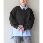 ニット セーター タックボーダー ショートニット レディース