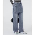 ジーンズ デニム デニムパンツ ラップスカートレイヤード デニムパンツ レディース