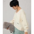 ニット セーター ロゴ刺繍入りVネックプルオーバーニット レディース