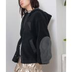 ブルゾン アウター 配色袖フーデッドボアブルゾン レディース