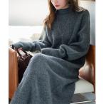 ショッピングカフス ワンピース 低身長〜高身長サイズあり　指穴つきロングカフスリブニットワンピース