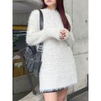 ショッピングスパンコール ワンピース スパンコールフェザーニットミニワンピース