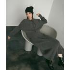 ワンピース ボリュームスリーブリブカーデスカートニットセットアップ