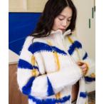 ショッピングチェック ニット セーター 透明な空気のチェックジップニット レディース