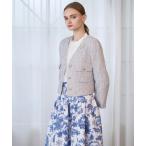 ジャケット ノーカラージャケット 「セットアップ対応商品」メタルシャギーツイードＶネック ジャケット レディース