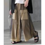 カーゴパンツ チュールレイヤード ワイドパンツ レディース