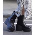 ブーツ 軽やかな厚底 ソックスブーツ レディース