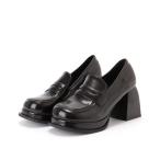 ローファー レザー調 クラシカル 厚底 ハイヒール ローファー レディース