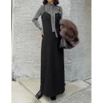 ワンピース 「低身長サイズ有」起毛ツイル切り替えデザインキャミワンピース