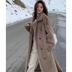 コート アウター フェイクファーダブルロングコート レディース