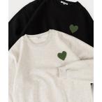 ショッピングハート トレーナー スウェット 「82」ハートワンポイント  サガラ刺繍 裏起毛 スウェット レディース メンズ