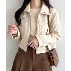 コート アウター スウェード風ショートジャケット レディース