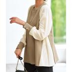 tシャツ サイドプリーツ袖ボタン使いプルオーバー レディース