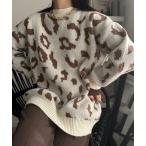 ニット セーター ヒョウ柄モヘアニット レディース