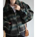 ブルゾン アウター シャギーチェック ダブルジップブルゾン/SHAGGY CHECK COAT レディース