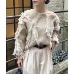 ニット セーター 「新色追加/ブラウン」フリンジニット レディース