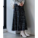 スカート 「洗える」モノクロトーンプリント スカート