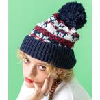 ニット帽 ニットキャップ an meets zakka ノルディック柄ボンボンニット帽 / ニットキャップ メンズ レディース ユニセックス ビーニー