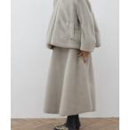 スカート エコミンク調ファー セミフレアースカート 冬 ラグジュアリー Aライン