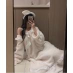 ショッピングモコモコ パジャマ ルームウェア WEGO/モコモコファーリボンルームウェア上下セット・ワンピース レディース