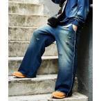 パンツ ヴィンテージブリーチ デニムライク スウェットパンツ/ダメージ加工 メンズ
