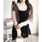 キャミソール 「SETUP可能」肩リボンベロアビスチェ「ZOZOTOWN限定アイテム」