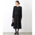 セットアップ 「喪服・礼服」マシンウォッシャブル ウエスト切替ノーカラージャケット・2ピース風ワンピース 2点セットブラックフォーマルアンサンブル レ
