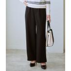 スラックス パンツ 「裏微起毛」ウール調ワイドパンツ レディース