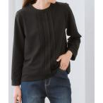 ブラウス シャツ 「裏側起毛であったか」レース使いフロントタックトップス レディース