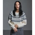 ニット セーター ノルディック求心柄ニットトップス「Soiunique」 レディース