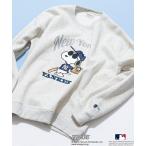 トレーナー スウェット 「PEANUTS×MLB」オリジナルデザイン オリジナルデザイン 裏起毛クルーネックスウェット ヤンキース ドジャース レッド