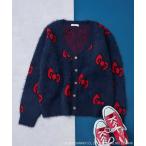 カーディガン SANRIO/サンリオ ”HELLO KITTY” リボン柄 Vネックニットカーディガン レディース