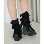 ブーツ 「WEB限定アイテム」ダブルリボンレースアップブーツ レディース