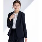 ジャケット ノーカラージャケット 「洗える」セレモニーダブルクロス カラーレス ジャケット レディース