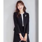ジャケット ノーカラージャケット 「洗える」セレモニーダブルクロス クルーカラー ジャケット レディース