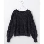 ニット セーター 「洗える」フィルムラメシャギー ニット レディース
