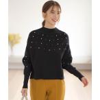 ニット セーター 「洗える」パール調ディテール ニット レディース