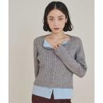 カーディガン レイヤード配色ニットカーディガン レディース