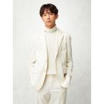 ショッピングコーデュロイ ジャケット テーラードジャケット TRANS CONTINENTS　トリコットコーデュロイ　セットアップジャケット　ホワイト メンズ