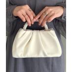 ハンドバッグ パールPUギャザーコンパクトパーティーバッグ