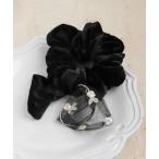 ショッピングシュシュ シュシュ 刺繍レース×ベロアリボンシュシュ