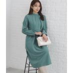 ワンピース 「S-LLsize」起毛ツイード調ジャージワンピース「洗濯機洗い可」