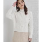 ニット セーター 「美人百花掲載」スパンコールケーブルニット「洗濯機洗い可」 レディース