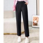 パンツ 裏起毛 ピンタックテーパードパンツ 暖パン レディース