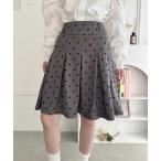 スカート ドットプリーツミディスカート