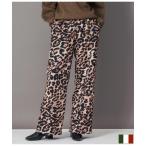 パンツ ITALY ポンチ レオパードプリント フレアパンツ レディース