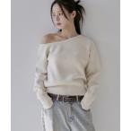 ニット セーター 「UNE ORIGINAL」アンバランスワンショルダーリブニット レディース