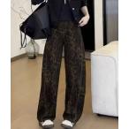 パンツ ヒョウ柄 ワイドパンツ レディース