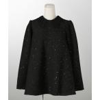ショッピングスパンコール ブラウス シャツ レース襟付き スパンコール ツイード トップス HUIT レディース
